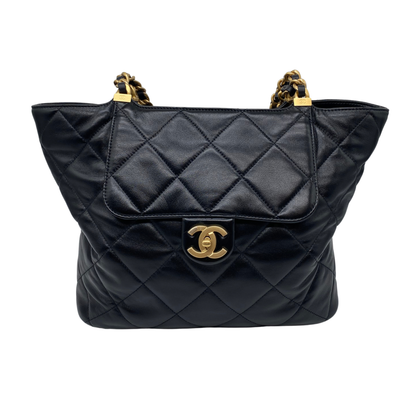Chanel Black Quilted Lambskin Shopping Tote