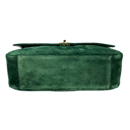 Chanel Green Souplissimo 32 Suede Gold Hardware