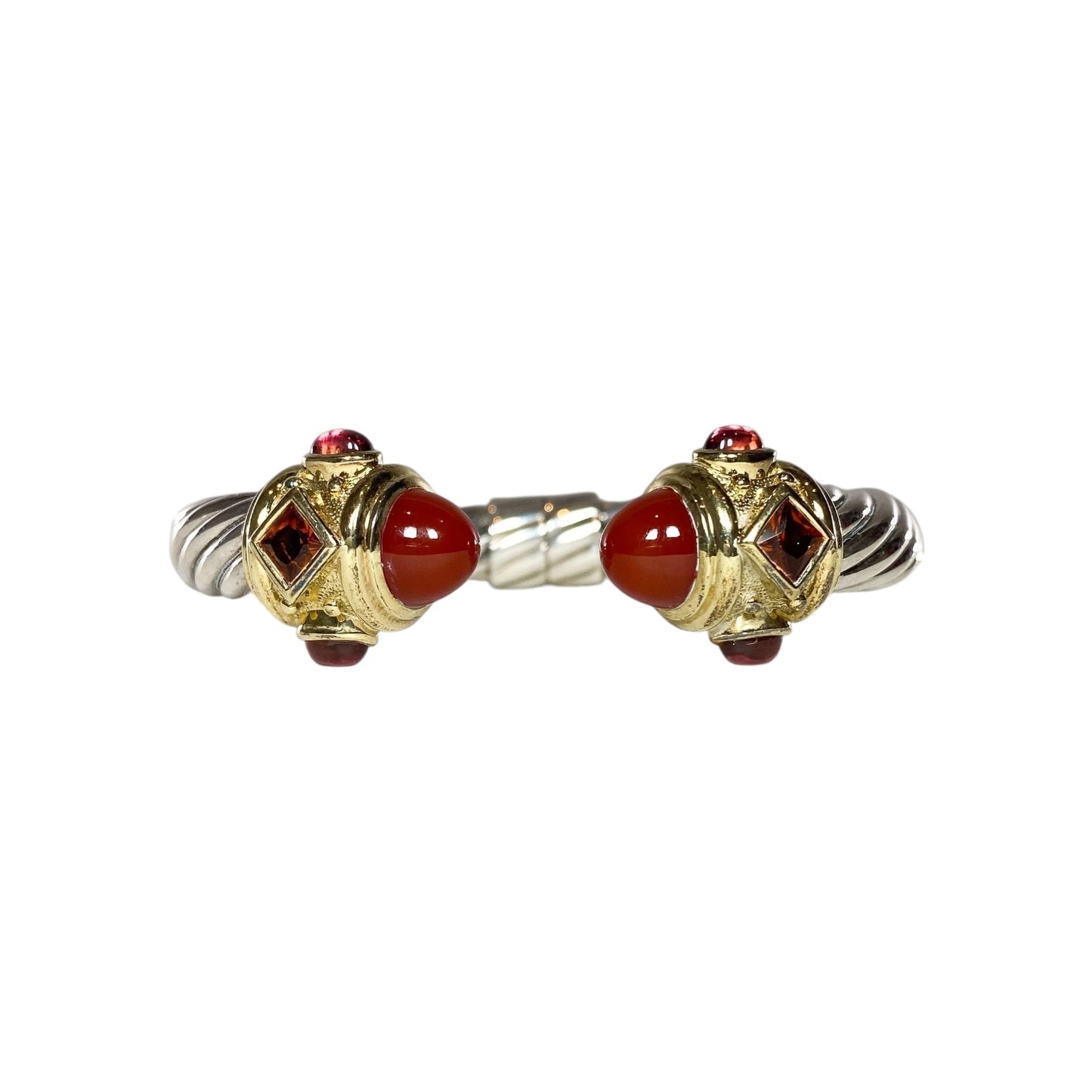 David Yurman Carnelian Gold 925 Sterling Silver Cable Cuff
