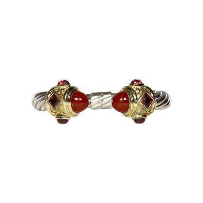 David Yurman Carnelian Gold 925 Sterling Silver Cable Cuff