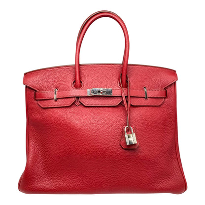Hermes Birkin 35 Rouge Casaque Togo Palladium Hardware