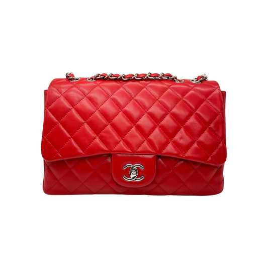 Chanel Red Jumbo Single Flap Bag