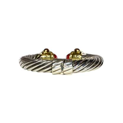 David Yurman Carnelian Gold 925 Sterling Silver Cable Cuff