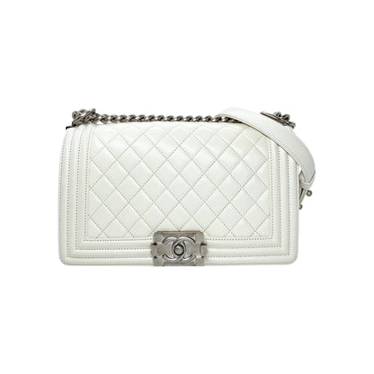 Chanel Matte White Old Medium Boy Bag
