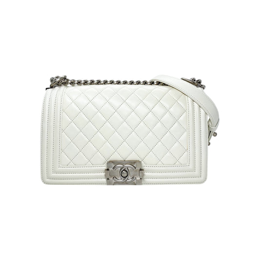 Chanel Matte White Old Medium Boy Bag