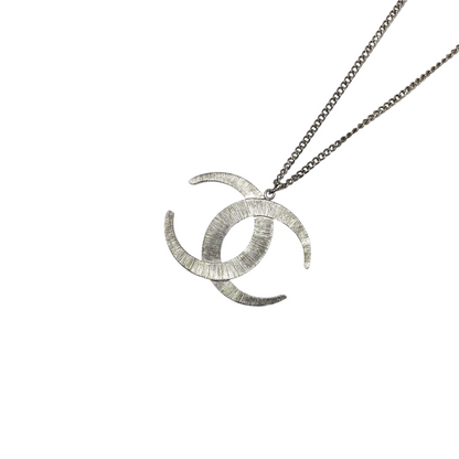 Chanel Silver Moon Crescent CC Crystal Necklace