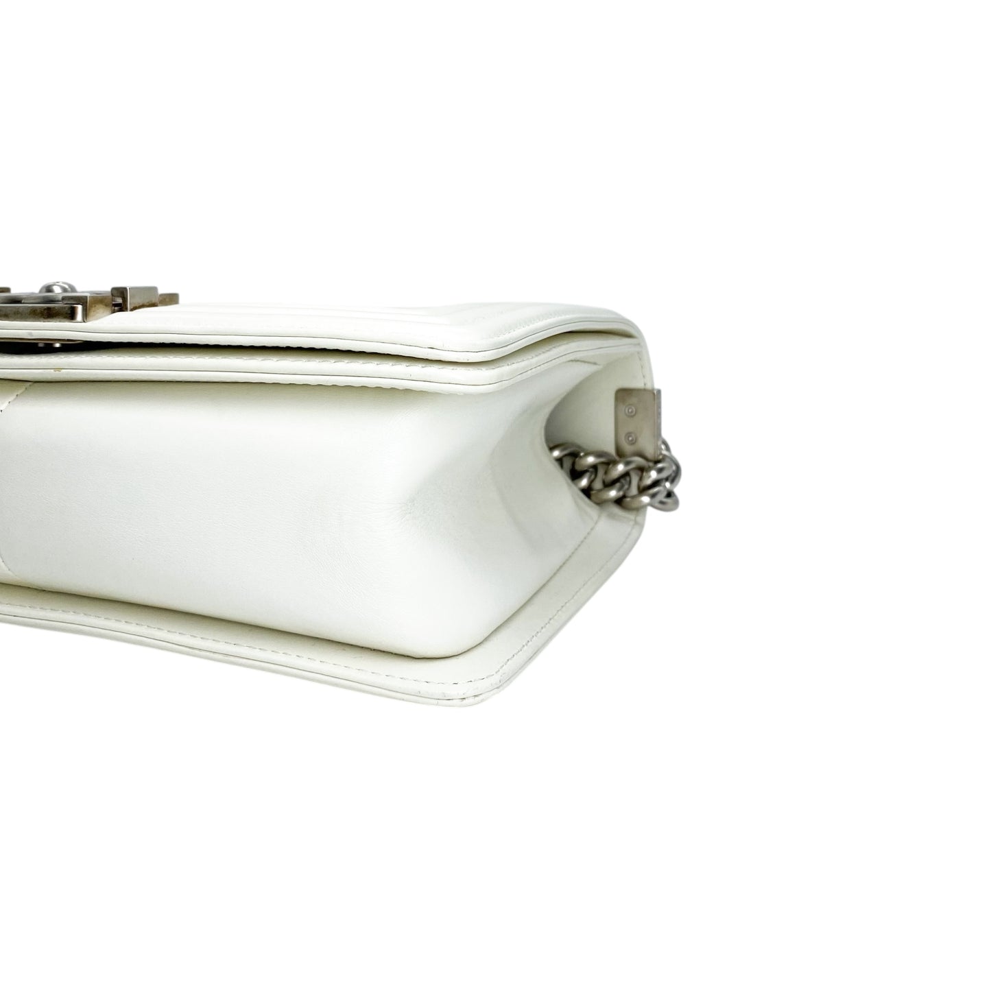 Chanel Matte White Old Medium Boy Bag