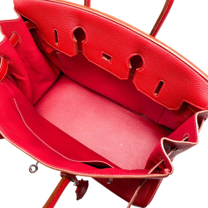 Hermes Birkin 35 Rouge Casaque Togo Palladium Hardware