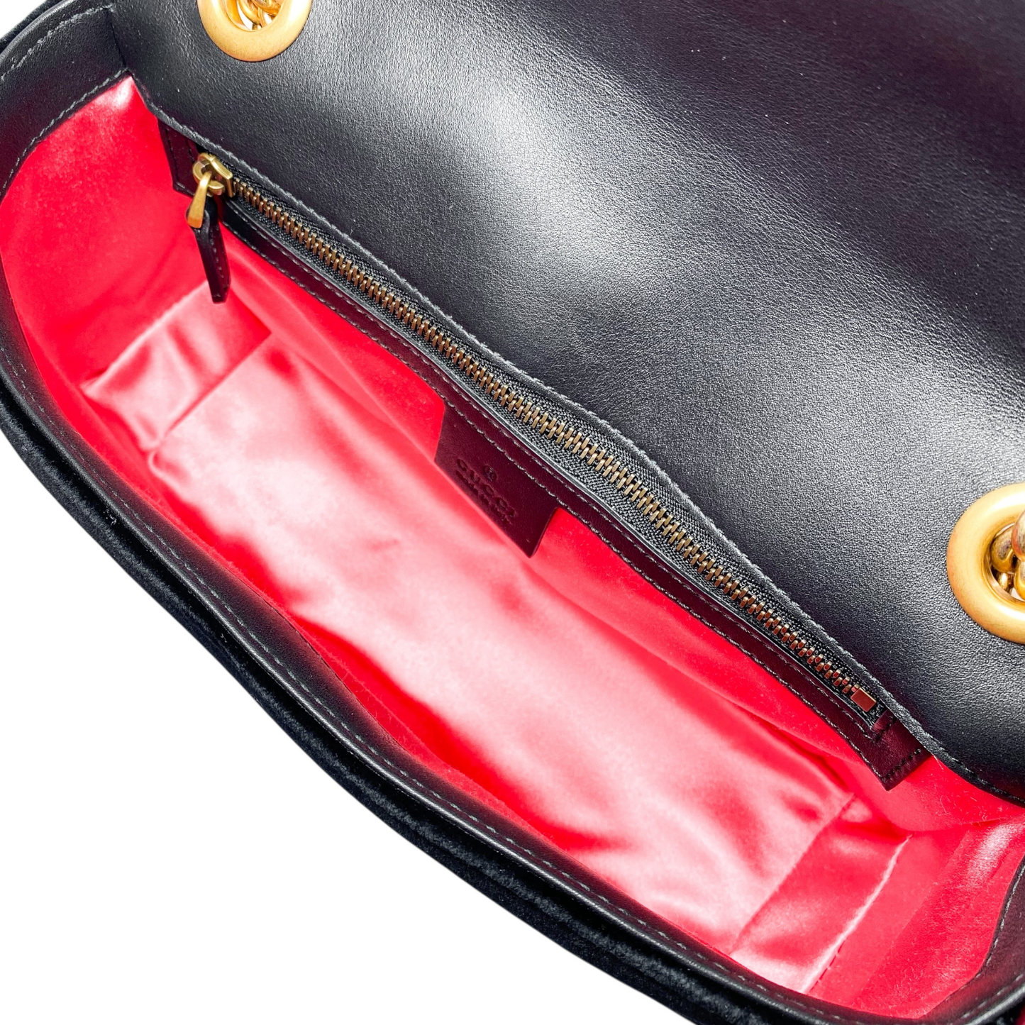 Gucci Black Velvet Marquise Crystal GG Marmont Shoulder Bag