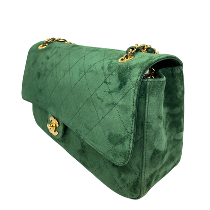 Chanel Green Souplissimo 32 Suede Gold Hardware