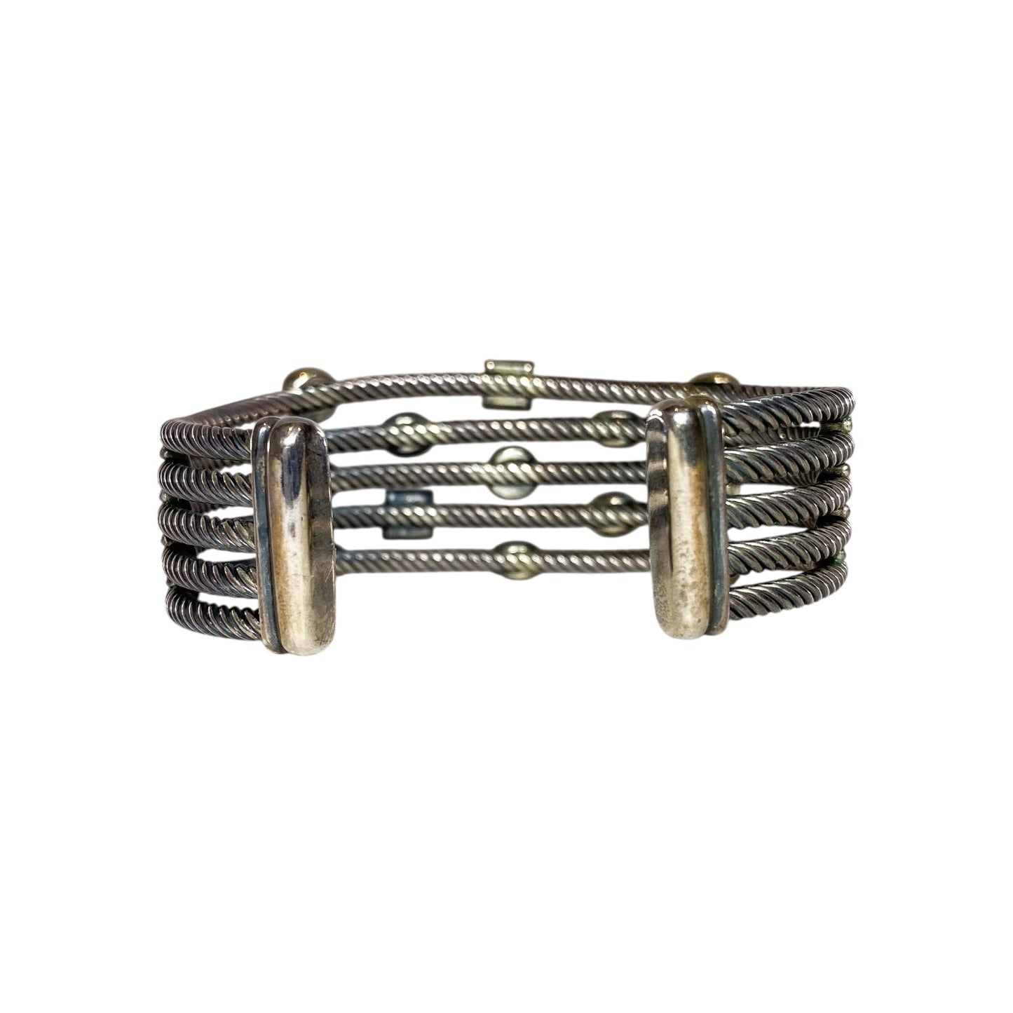 David Yurman Green Crystal Diamond 925 Sterling Silver Confetti Cuff