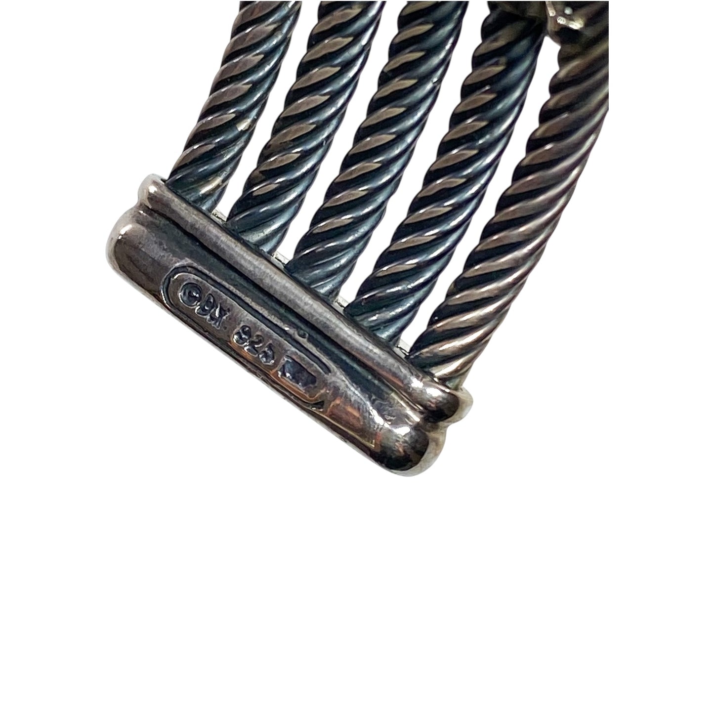 David Yurman Green Crystal Diamond 925 Sterling Silver Confetti Cuff