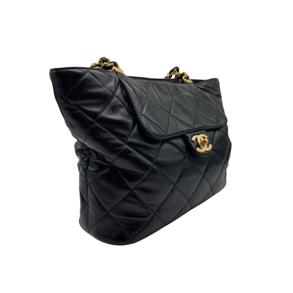 Chanel Black Quilted Lambskin Shopping Tote