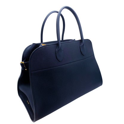 The Row Margaux 15 Navy Leather Satchel