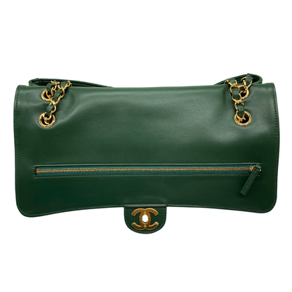 Chanel Green Souplissimo 32 Suede Gold Hardware