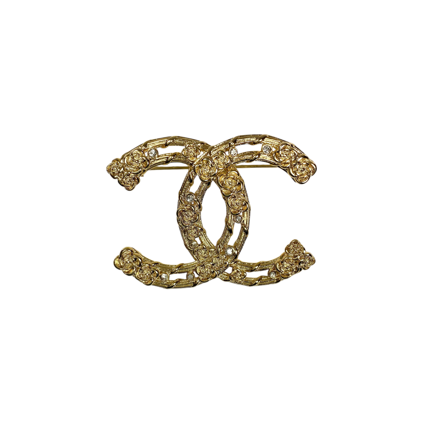 Chanel Gold CC Camellia Flower Brooch