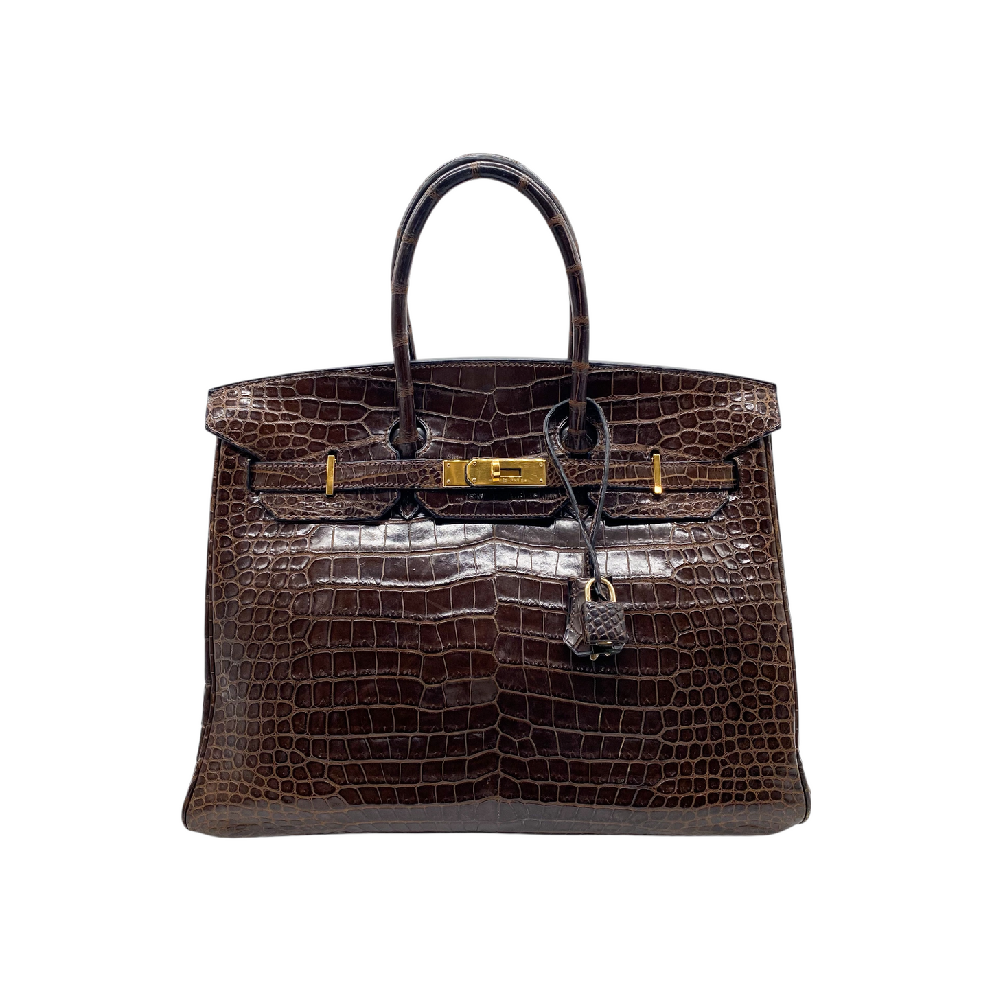 Hermes Birkin 35 Chocolate Porosus Crocodile Gold Hardware