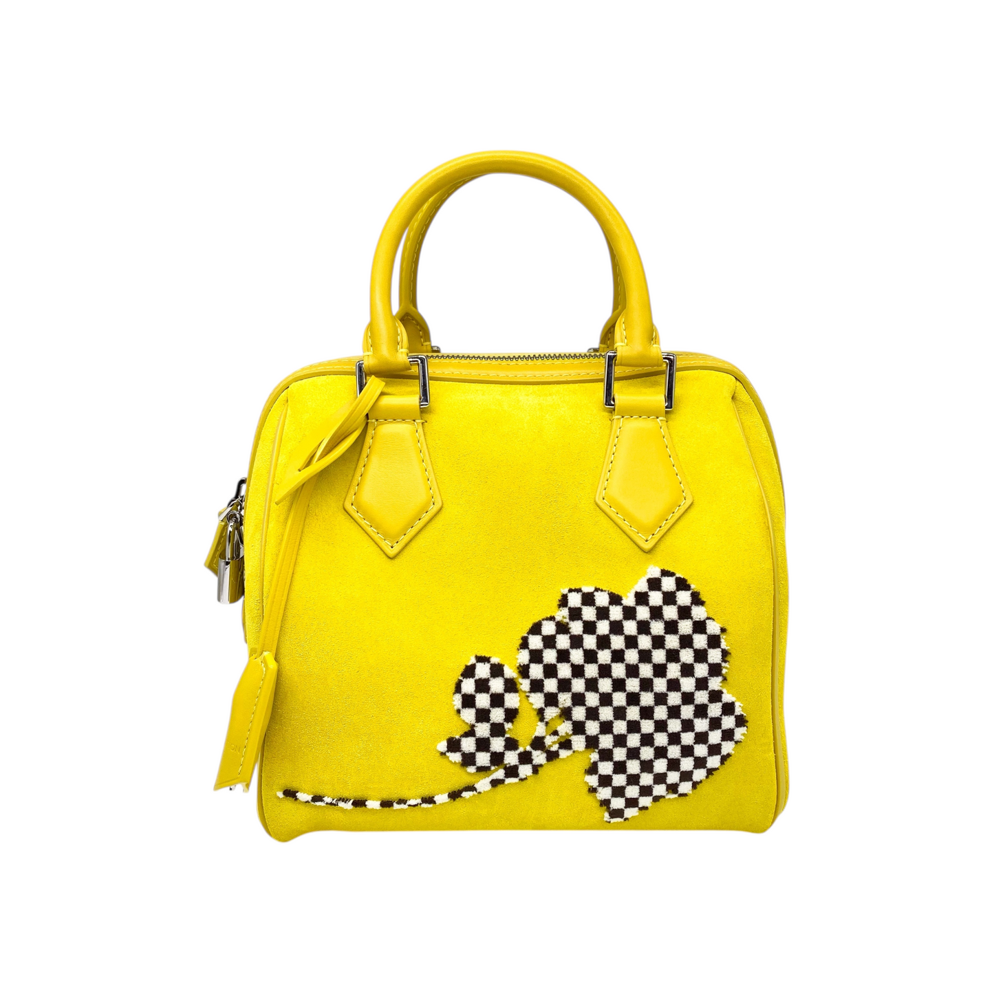 Louis Vuitton Yellow Illusion Fleur Suede Speedy