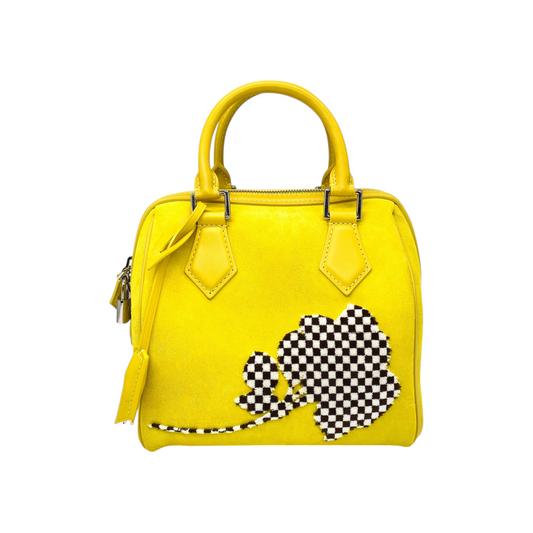 Louis Vuitton Yellow Illusion Fleur Suede Speedy