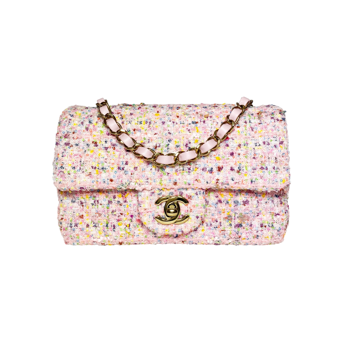 Chanel Light Pink Tweed Mini Rectangle