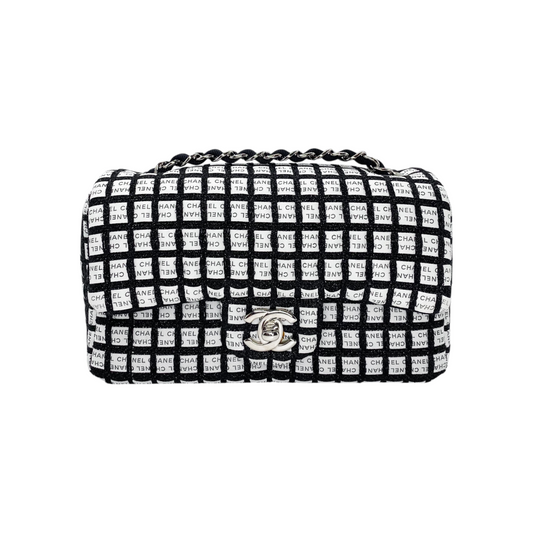 Chanel Black White Logo Mini Rectangle