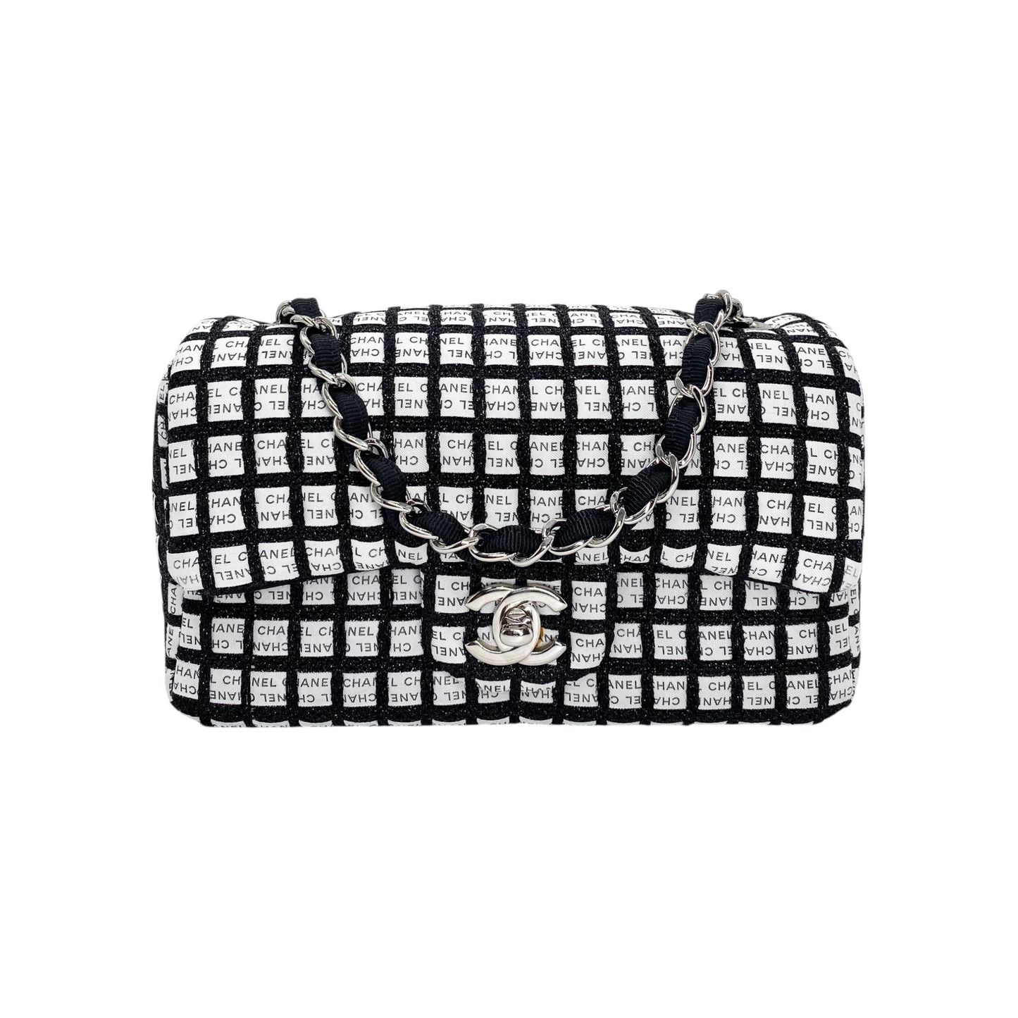 Chanel Black White Logo Mini Rectangle