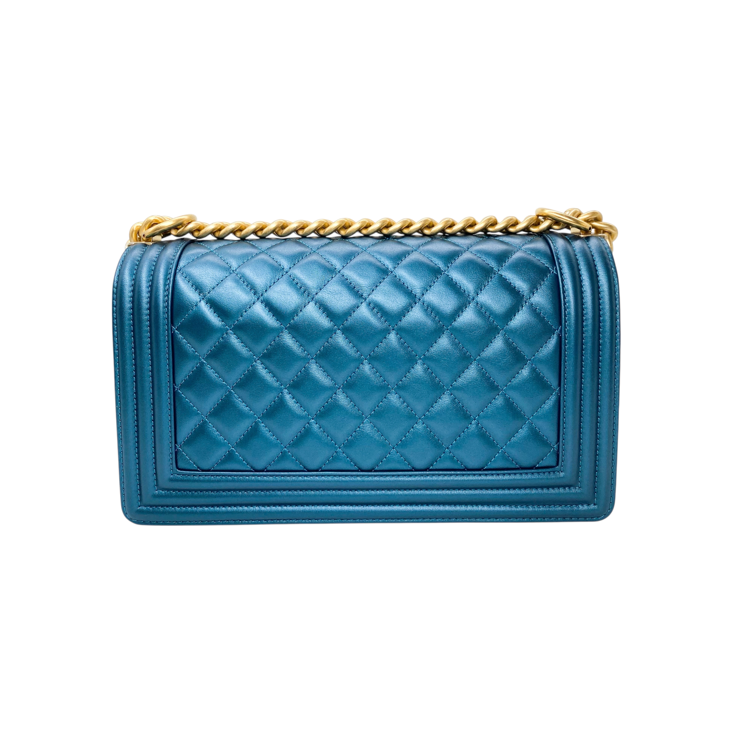 Chanel Metallic Blue Old Medium Boy Bag