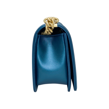 Chanel Metallic Blue Old Medium Boy Bag