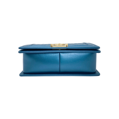 Chanel Metallic Blue Old Medium Boy Bag