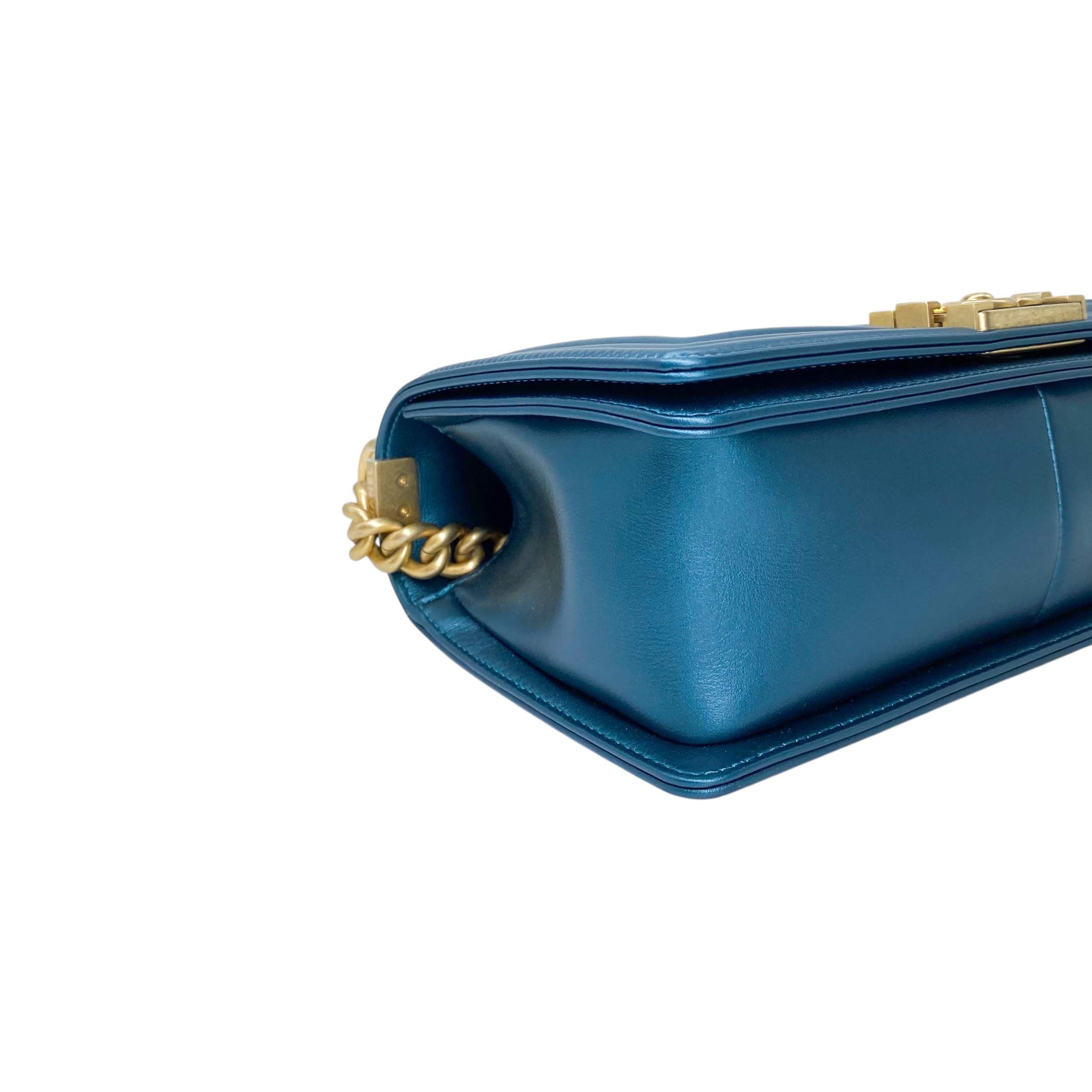 Chanel Metallic Blue Old Medium Boy Bag