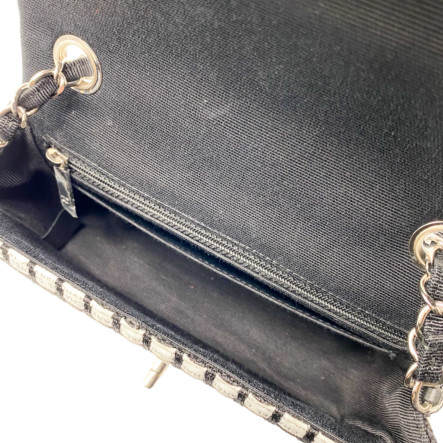 Chanel Black White Logo Mini Rectangle