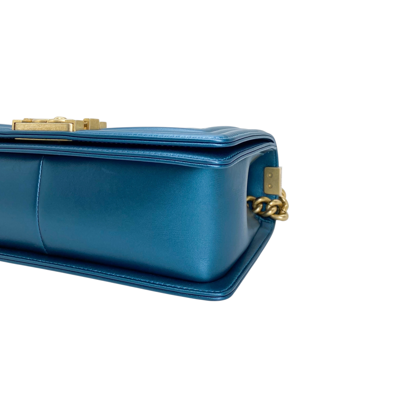 Chanel Metallic Blue Old Medium Boy Bag