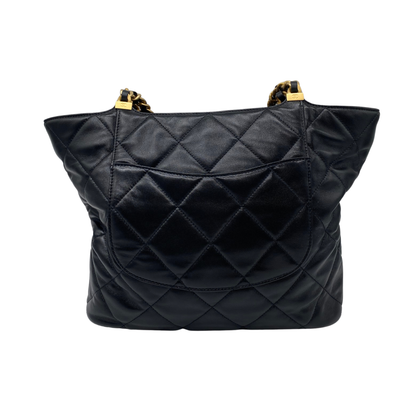 Chanel Black Quilted Lambskin Shopping Tote