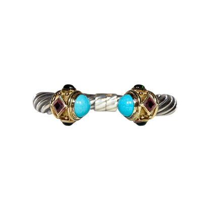 David Yurman Turquoise Gold 925 Sterling Silver Cable Cuff