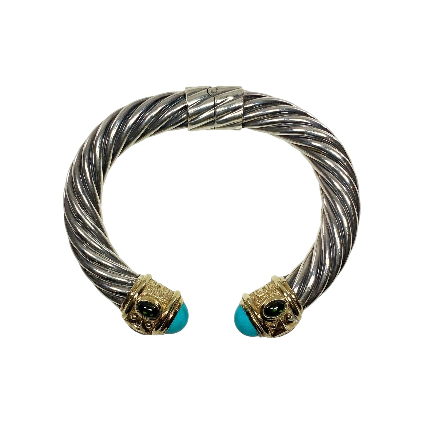 David Yurman Turquoise Gold 925 Sterling Silver Cable Cuff