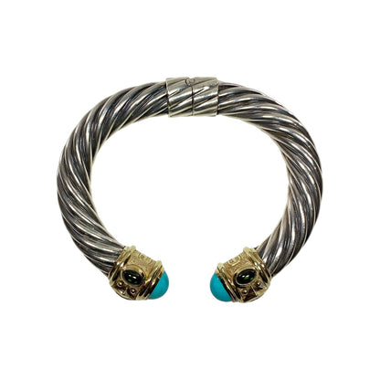 David Yurman Turquoise Gold 925 Sterling Silver Cable Cuff