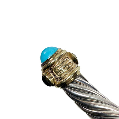 David Yurman Turquoise Gold 925 Sterling Silver Cable Cuff