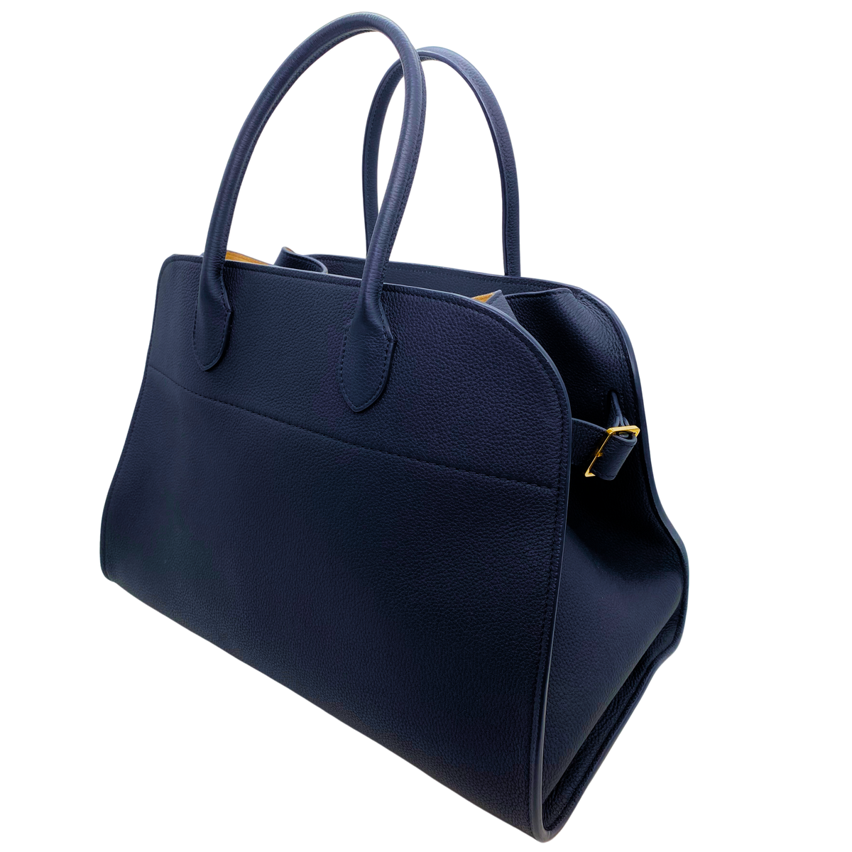 The Row Margaux 15 Navy Leather Satchel