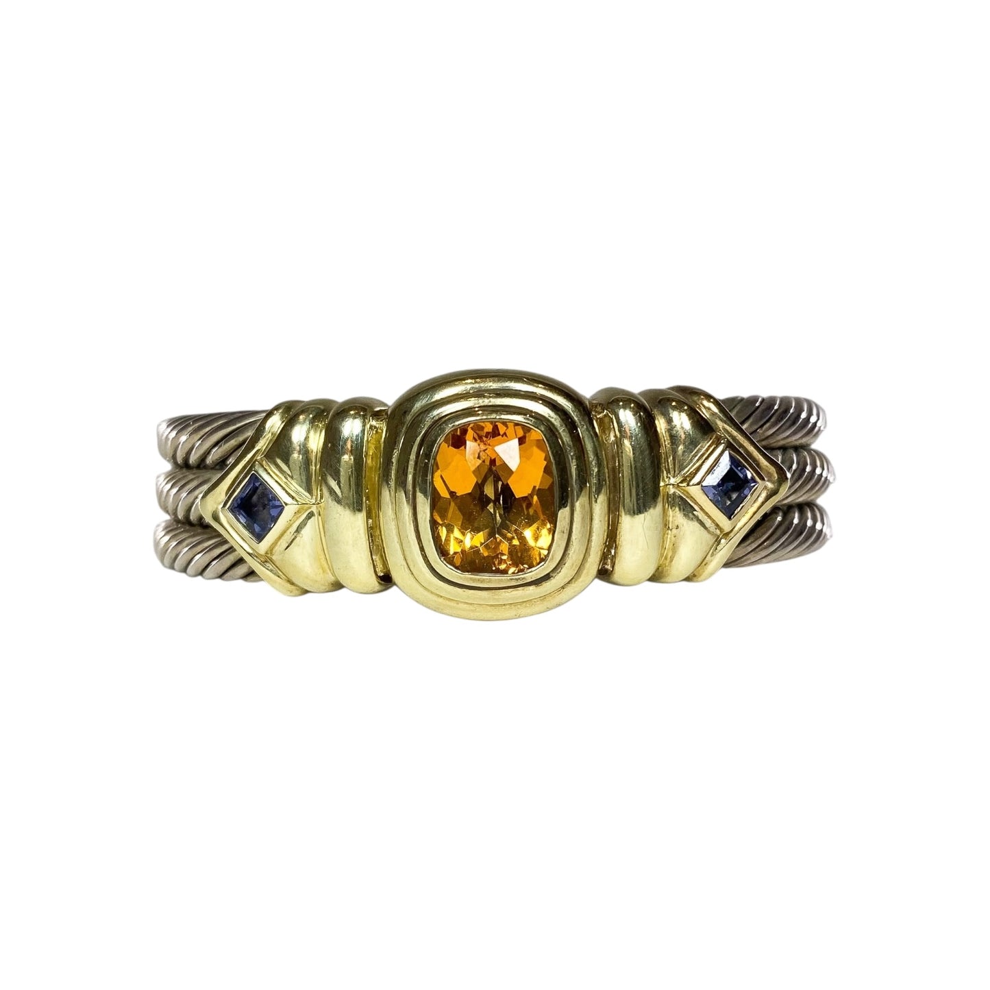 David Yurman Citrine Iolite Gold 925 Sterling Silver Cuff
