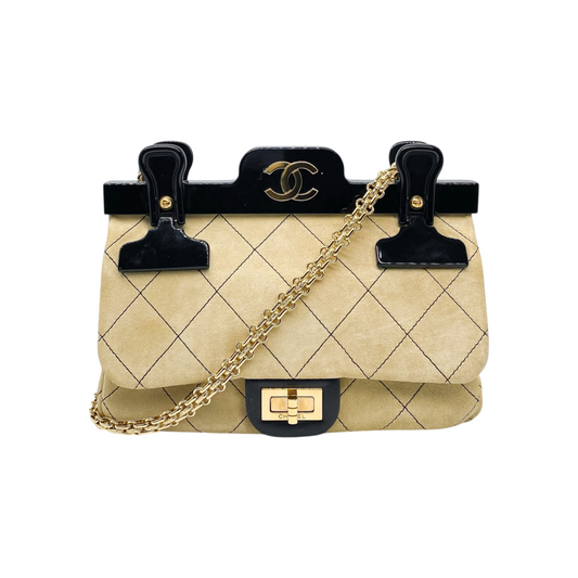 Chanel Beige Black 2.55 Reissue 225 Hanger Flap Bag