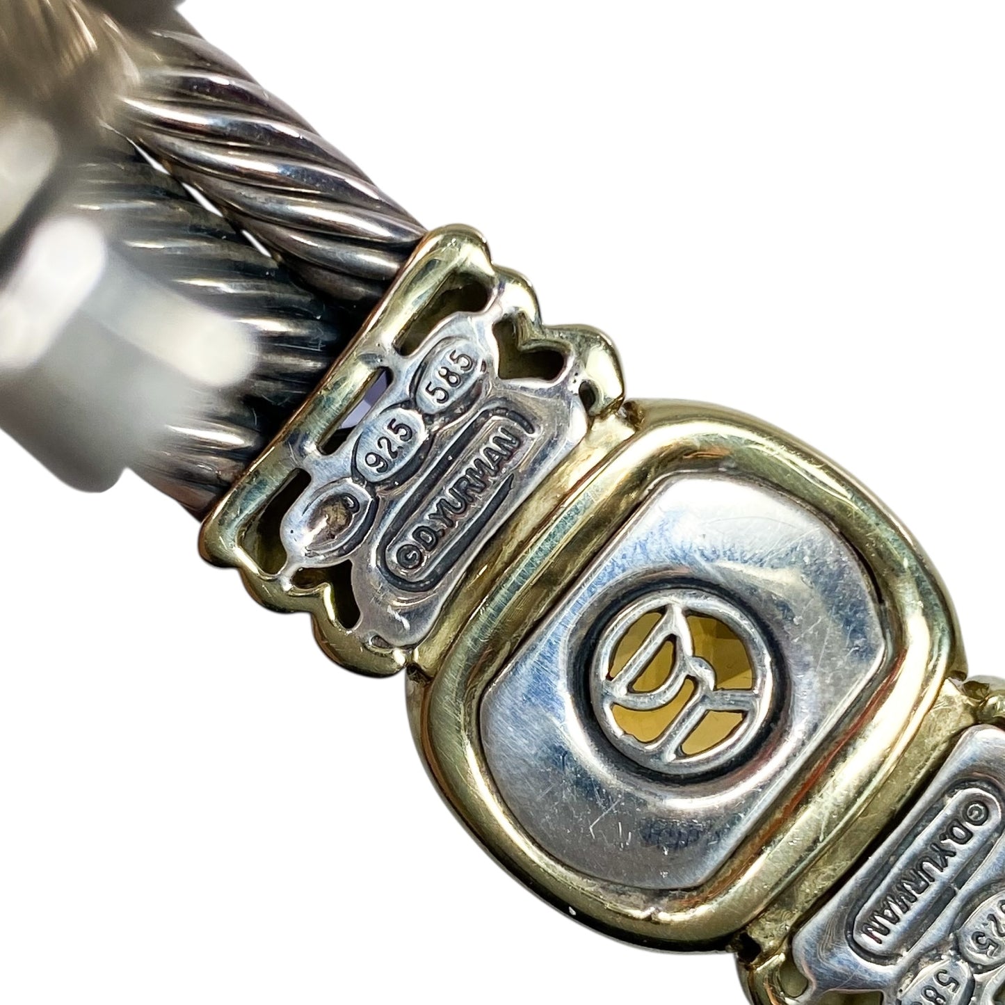 David Yurman Citrine Iolite Gold 925 Sterling Silver Cuff