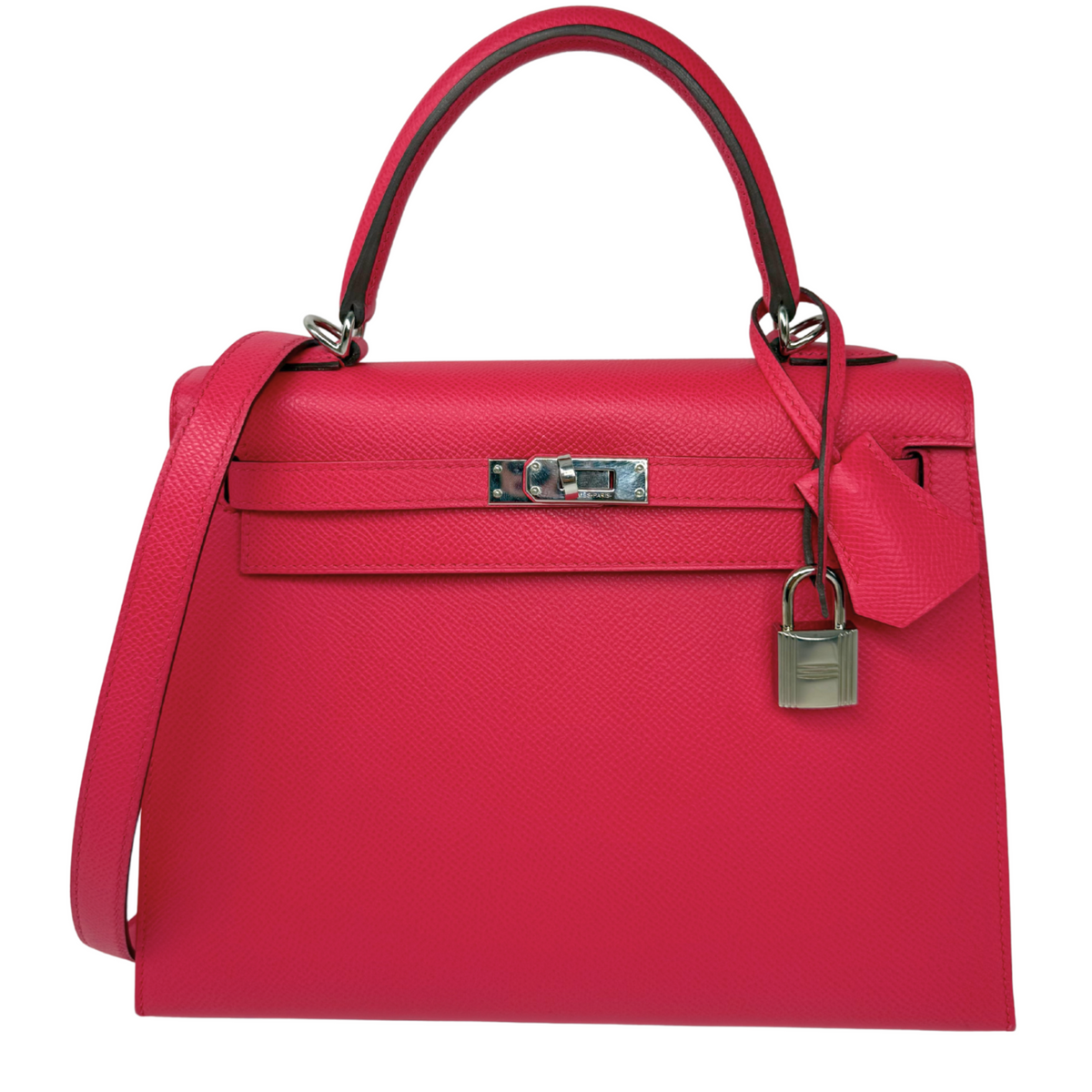 Hermes Kelly 25 Sellier Rose Mexico Epsom Palladium Hardware