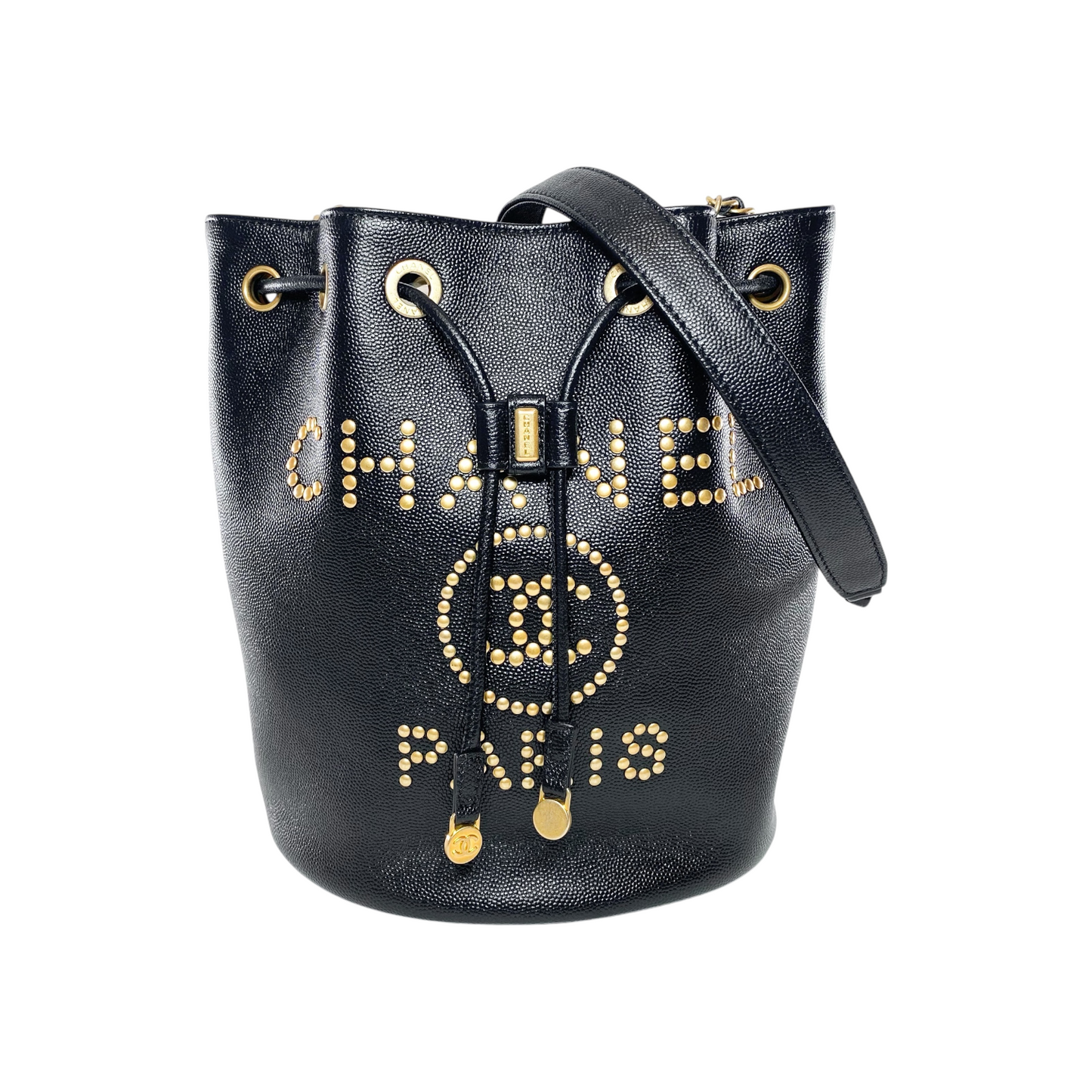 Chanel Black Deauville Drawstring Bucket Bag
