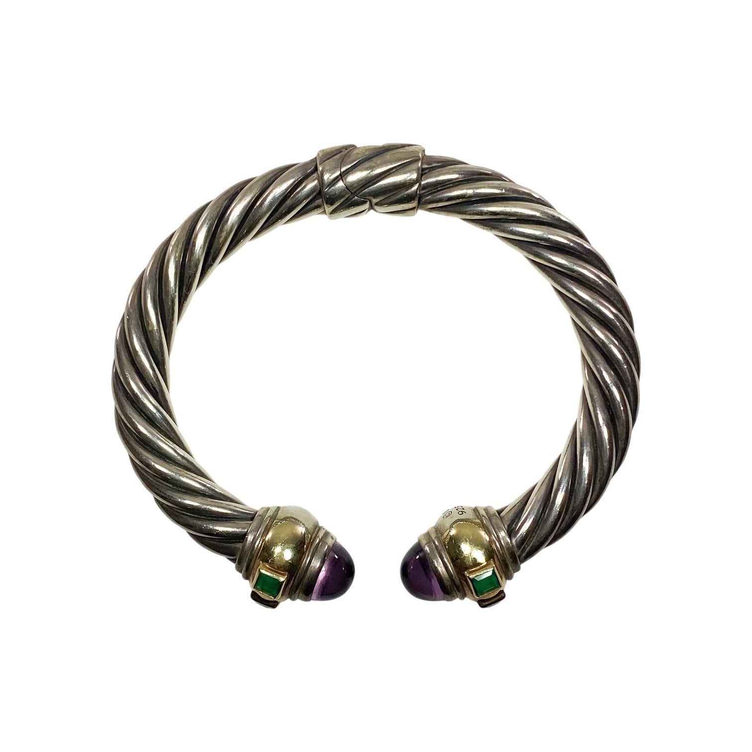 David Yurman Amethyst Green Stone Gold 925 Sterling Silver Cable