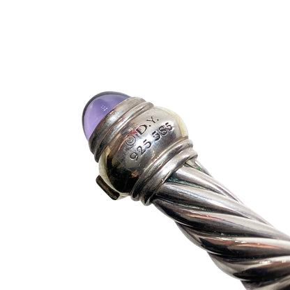 David Yurman Amethyst Green Stone Gold 925 Sterling Silver Cable Cuff