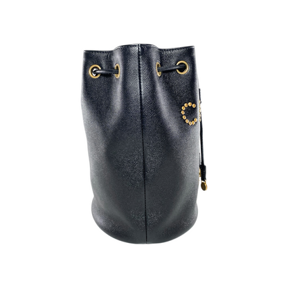 Chanel Black Deauville Drawstring Bucket Bag