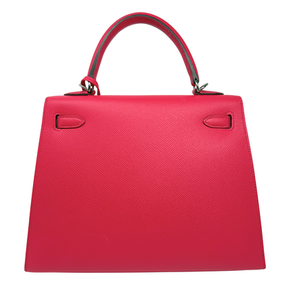 Hermes Kelly 25 Sellier Rose Mexico Epsom Palladium Hardware