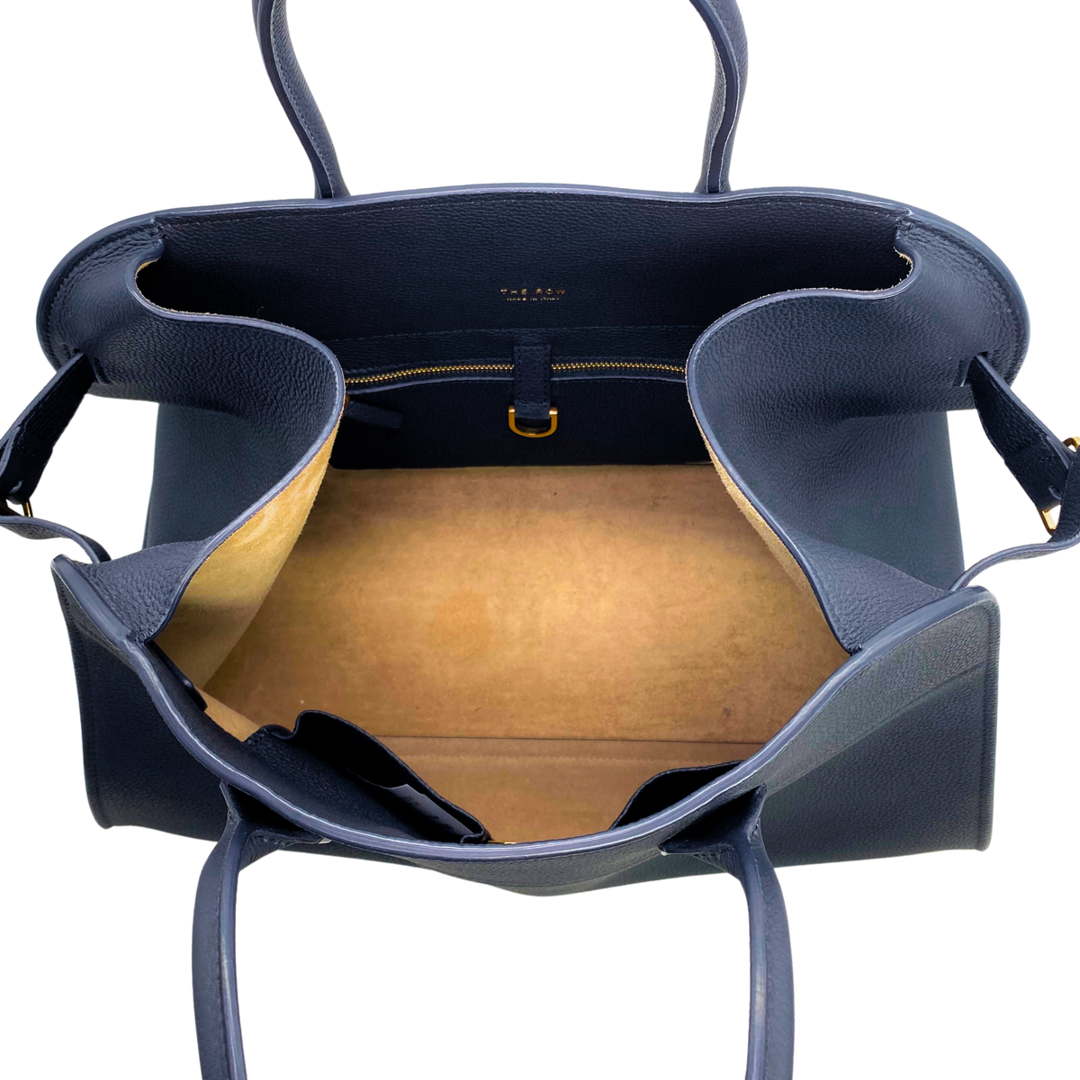 The Row Margaux 15 Navy Leather Satchel