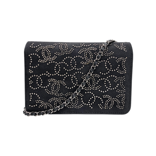 Chanel Dallas Paris Black Denim Wallet on Chain