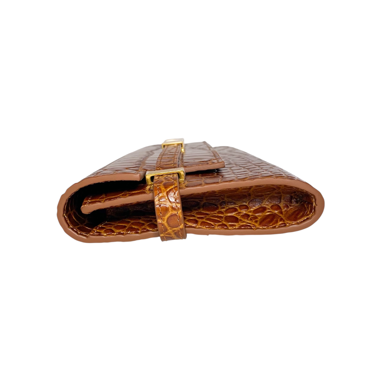 Saint Laurent Brown Embossed Manhattan Clutch